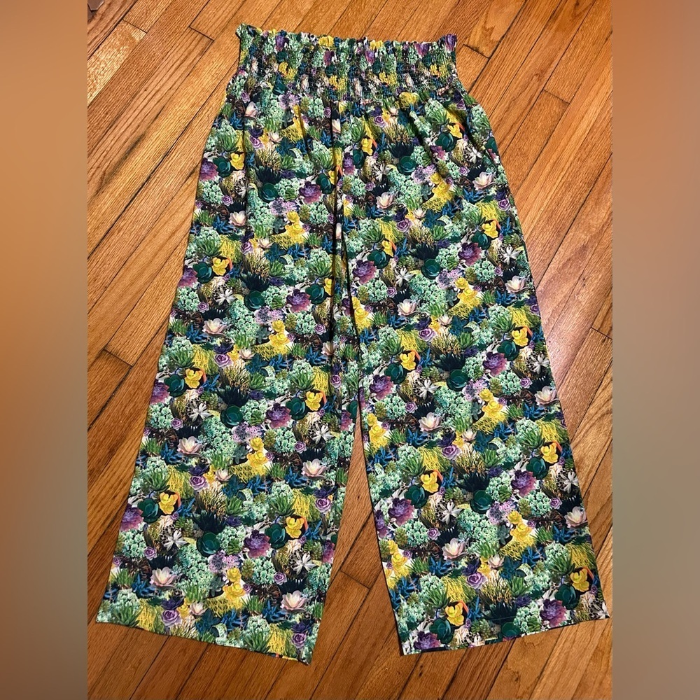 Crescent Drive Womens Pants Wide Leg Smocked Waist Lightweight Floral‎ Size 2X